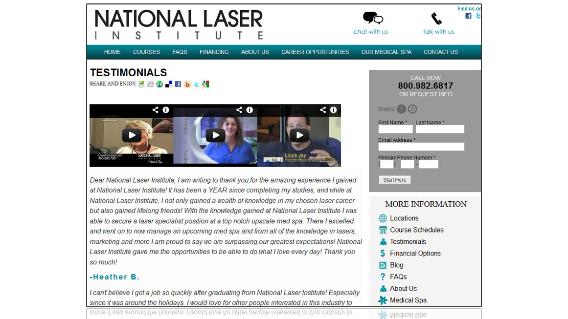 National Laser Institute Testimonials
